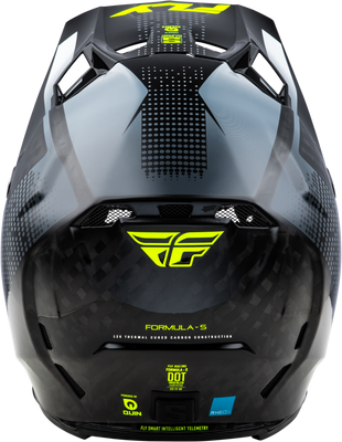 Fly Racing Youth Formula S Carbon Protocol Helmet Black Carbon/Grey/Hi Vis Yellow (Part #73-4464YL)