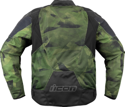 ICON Overlord3 Mesh™ Camo Jacket - Green, XL - Durable 300D Polyester with Impact Protectors