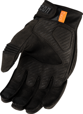 ICON Long Track CX™ Gloves - Black, Size 2XL - Synthetic Novobuck Leather with Reinforced Palm and D3O® Foam Backing