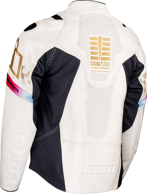 ICON Contra3™ Rizz Rizz Jacket White XL – Motorcycle Riding Gear with Impact Protection and Ventilation