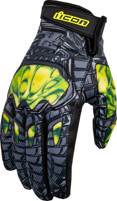 ICON Hooligan Outbreak™ Gloves - Green, Medium, Part #3301-4654