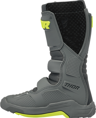 THOR Youth Blitz XR Boots - Gray/Charcoal, US 5 - Durable Motorcycle Riding Gear with Injection Molded Components and Secure Fit