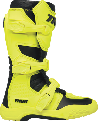 THOR Youth Blitz XR Boots - Acid/Black (US 4) with Reinforced Toe Cap and Adjustable Straps