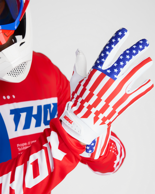 THOR Launchmode Gloves Patriot Size 2XL with Soft Clarino® Palm and Silicone Grippers