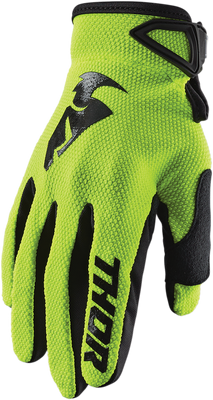 THOR Sector Gloves - Acid/Black, Size XS - Part Number 3330-5877
