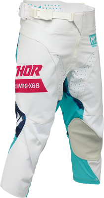 THOR Youth Launchmode Bleach Pants - White/Aqua, Part Number 2903-2624