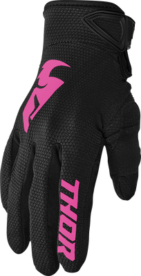 THOR Women's Sector Gloves Black/Pink Small - Part Number 3331-0242