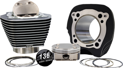 S&S CYCLE 132" High Compression and 136" Big Bore Kit (Part 910-1009A) for 114"/117" Motors with 4-1/2" Stroke Flywheels