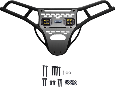 RAVEK Front Bumper and Skid Plate with Amber Lights for Polaris RZR 64-317BKLA