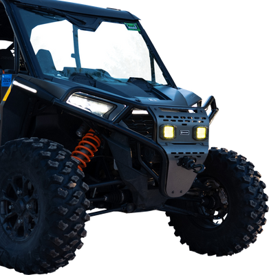 RAVEK Front Bumper and Skid Plate with Amber Lights for Polaris RZR 64-317BKLA