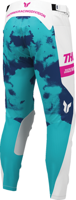 THOR Launchmode Bleach Pants - White/Aqua US 36 | Durable Motorcycle Riding Pants with Comfort Features