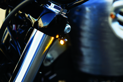 Kuryakyn Kellermann Atto Clear Lens Amber LED Lights in Satin Black – Compact, High-Visibility Motorcycle Lighting