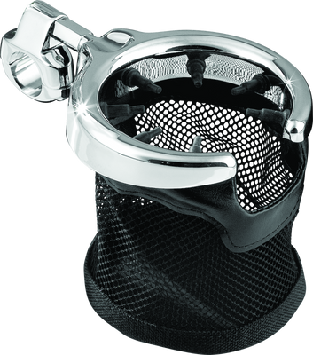 Kuryakyn Drink Holder with Mesh Basket and 1-Inch Clamp – Chrome