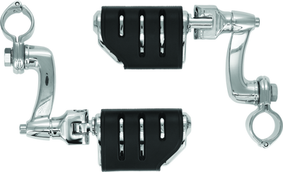 Kuryakyn Longhorn Trident Dually Offset Highway Pegs with Chrome Finish and 1-1/4 Inch Clamps