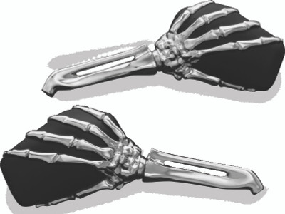 Kuryakyn Skeleton Hand Mirrors Chrome/Black – Realistic Skeleton Hand Design for Powersports Vehicles