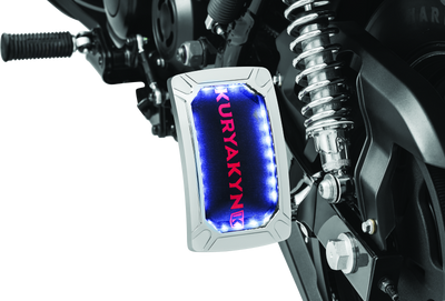 Kuryakyn Nova Curved Vertical Mount Side License Plate Holder Chrome – No Visible Fasteners with Wraparound LED Lighting