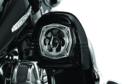 Kuryakyn Flame Speaker Grills Chrome for Harley-Davidson Touring Models Part 3788