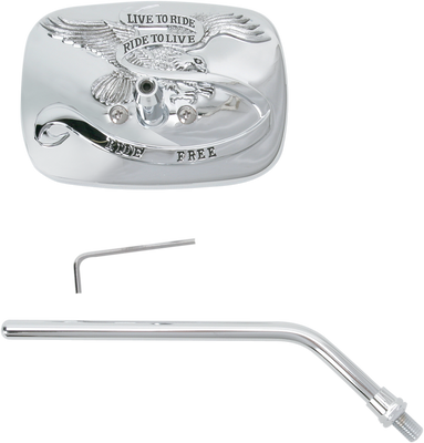 EMGO Ride Free Steel Mirror - Rectangle Chrome Side View with M10 x 1.25 Mounting for Left Hand Side, Part Number 20-31756A