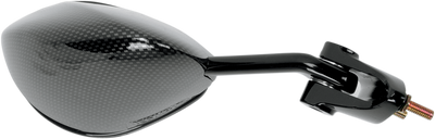 EMGO Side View Mirror for Kawasaki 20-43063 with Black Carbon Fiber Finish