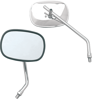 EMGO Chrome Stamped Steel Motorcycle Mirror - Rectangle Side View, M10 x 1.25, Left/Right Compatibility