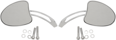 DRAG SPECIALTIES Chrome Aluminum Side View Mirrors with Tapered Design and Long Stem - Pair (Part 77887)