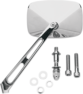 DRAG SPECIALTIES Mirror with Air Stem 60-6240-BC - Chrome Side View, Rectangle, Left/Right Application