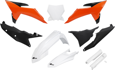 UFO Body Kit for KTM SX '25 - Black, Orange & White - Part Number KTKIT532F@444
