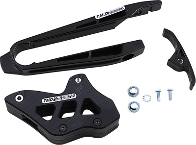 T.M. Designworks Chain Guide and Slider Kit for KTM and Husaberg – Black DCK-ORK-BK