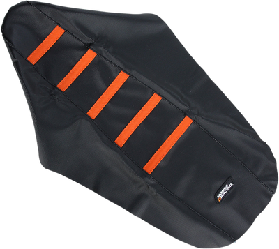 Moose Offroad Ribbed Seat Cover for KTM 2003-2007, Black with Orange Ribs (Part Number: KTM25003-336RT)