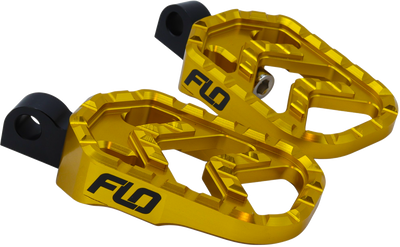 FLO MOTORSPORTS Savage Series Gold Footpegs V-800GLD - Durable Aircraft-Grade Aluminum with 360° Rotatable Design