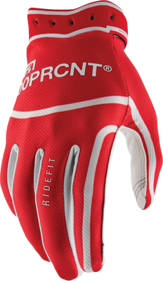 100-Percent Ridefit Gloves Red Large - Durable Cycling Gloves for Comfort and Control