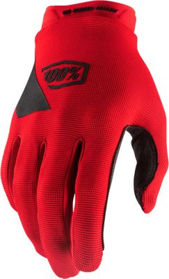 100 Percent Ridecamp Youth Gloves Red Small - Durable Cycling Gloves with Grip and Tech-Thread Connectivity