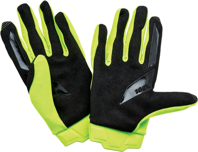 100 Percent Ridecamp Gloves Fluo Yellow Large - Durable, Comfortable Mountain Biking Gloves