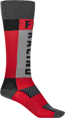 Fly Racing Youth MX Socks Thick Red and Grey - Part Number 350-0550Y
