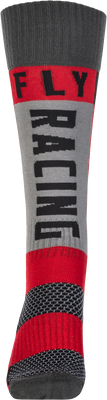 Fly Racing Youth MX Socks Thick Red and Grey - Part Number 350-0550Y