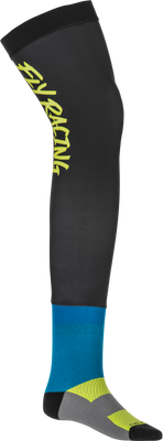 Fly Racing Knee Brace Socks Hi Vis/Black/Blue Large/X-Large - Comfortable Support with Coolmax Technology