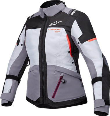 Alpinestars Stella Andes v4 Drystar® Jacket – Women's Waterproof Motorcycle Riding Jacket in Dark Gray/Ice Gray/Black/Coral, Large