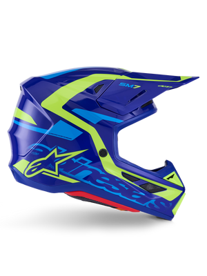 Alpinestars SM7 Deed Helmet Blue/Yellow Fluorescent Glossy Size XXL