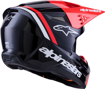 Alpinestars SM3 Radium Helmet Black/Red Fluorescent/White Glossy XL – Off-Road Motorcycle Helmet with Advanced Safety Features