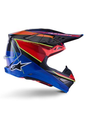 Alpinestars Supertech S M10 Era Helmet - Blue, Red & Yellow Fluorescent Glossy Finish, Small