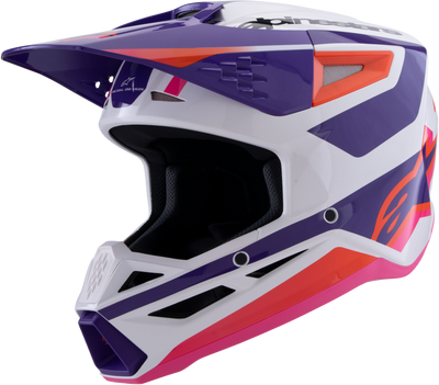 Alpinestars SM3 Heat Helmet White/Purple/Pink Glossy XL – Off-Road Safety and Performance Helmet