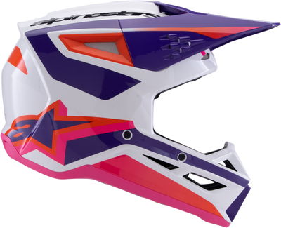 Alpinestars SM3 Heat Helmet White/Purple/Pink Glossy XL – Off-Road Safety and Performance Helmet