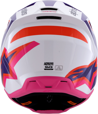 Alpinestars SM3 Heat Helmet White/Purple/Pink Glossy XL – Off-Road Safety and Performance Helmet
