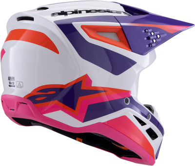 Alpinestars SM3 Heat Helmet White/Purple/Pink Glossy Medium - High-Performance Off-Road Helmet with Advanced Safety Features