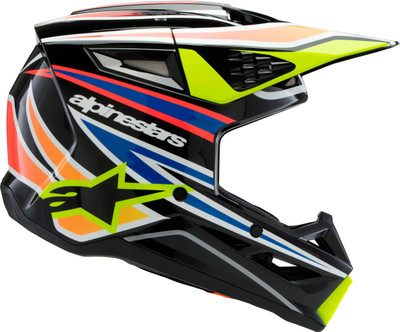 Alpinestars SM3 Youth Wurx Helmet Black/Yellow Fluorescent Blue Red - Part Number 8302025-1574-YS