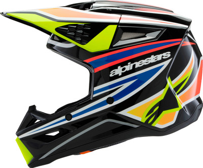 Alpinestars SM3 Youth Wurx Helmet Black/Yellow Fluorescent Blue Red - Part Number 8302025-1574-YS
