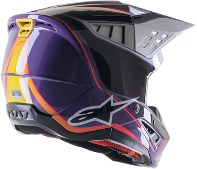 Alpinestars SM5 Sail Helmet Violet/Black/Silver Glossy XS - Impact-Resistant Motorcycle Helmet with Advanced Ventilation and Safety Features