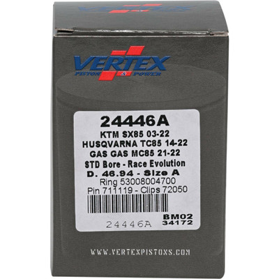 Vertex Piston Kit Cast Race Evolution 46.94mm for KTM, Husqvarna, and Gas Gas - Part #24446A