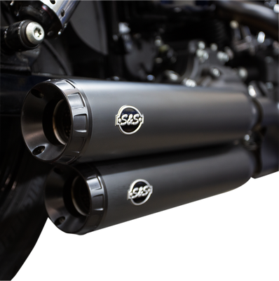 S&S CYCLE Grand National Slip-On Mufflers - Guardian Black for FXDF (Part #550-0725)