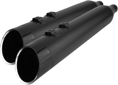 KHROME WERKS 4-1/2 inch HP-Plus Slip-On Mufflers with Black Finish and Edge Tips, Part 202855